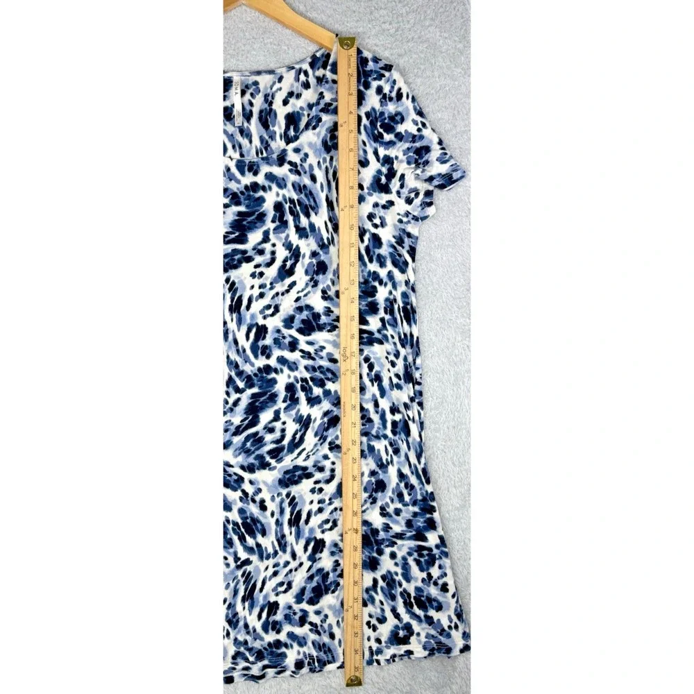Soma Cool Nights Womens M Sleep Dress Blue Animal Print Short Sleeve Lounge